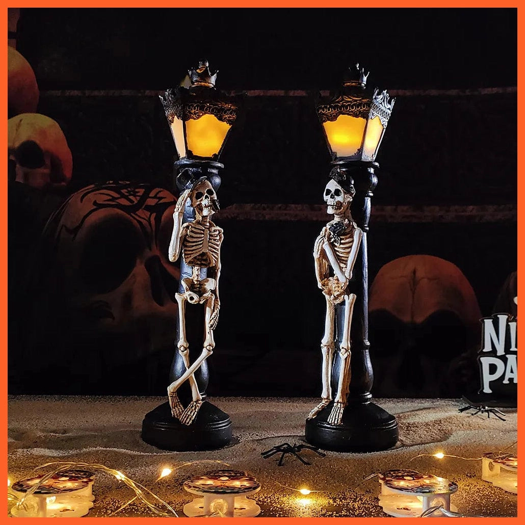 whatagift.com.au Halloween Glow Resin Skeleton Street Lamp for Home Table | Halloween Party Decoration Supplies