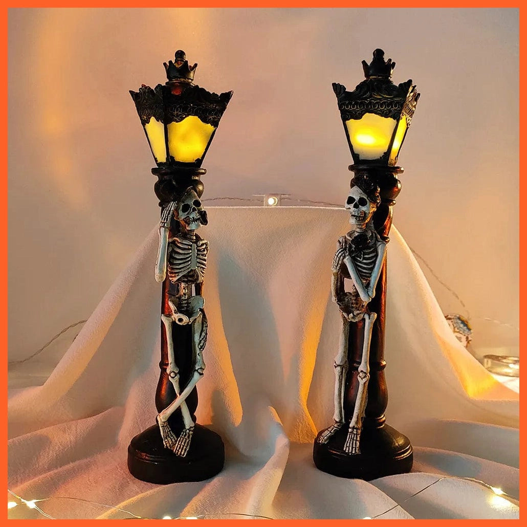 whatagift.com.au Halloween Glow Resin Skeleton Street Lamp for Home Table | Halloween Party Decoration Supplies