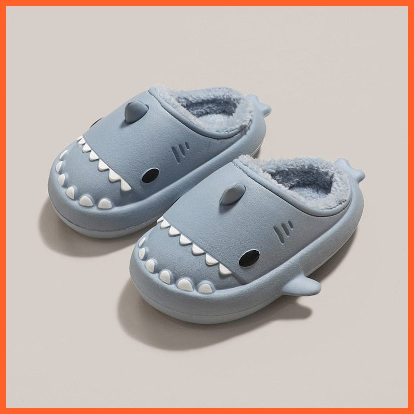 whatagift.com.au Haze Blue Lovers / 36-37 Standard Code Comfy Home Slippers | Winter Cartoon Shark Kids Slippers