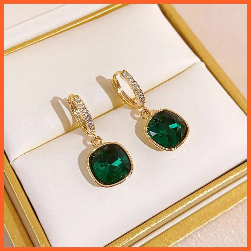 whatagift.com.au HI Shiny Green Rhinestone Pendant Earrings