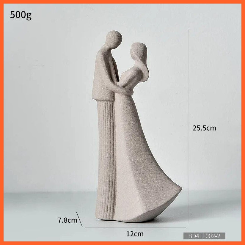 whatagift.com.au Hug-gray Off White Couple Statue Decorative Sculpture | Home Ceramic Couple Statue For Decoration