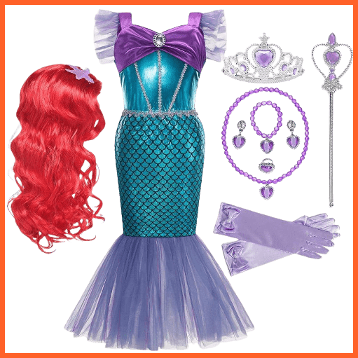 whatagift.com.au Kids Costumes Little Mermaid Ariel Dress |  Halloween Fancy Costume For Girls