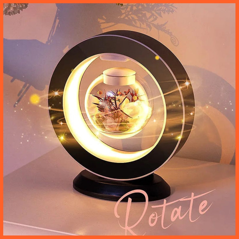 whatagift.com.au LED Magnetic Levitating flower bedroom table lamp | Magnetic Rotatory Glass Light Gift For Home Decore