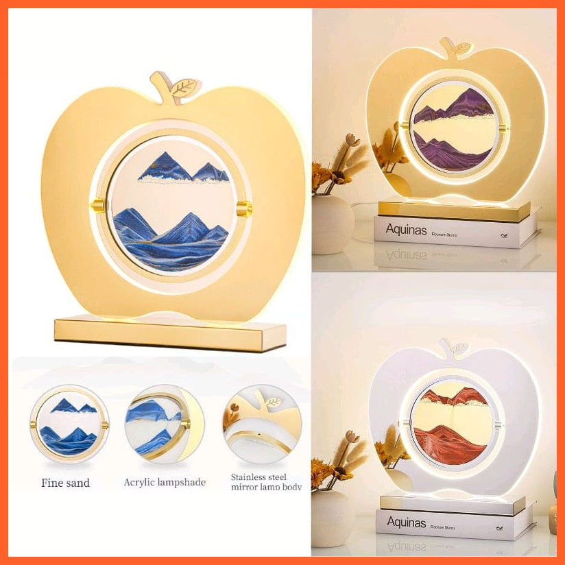 whatagift.com.au LED Sand Art Apple Statue For Home Decoration | hourglass Led Lamp