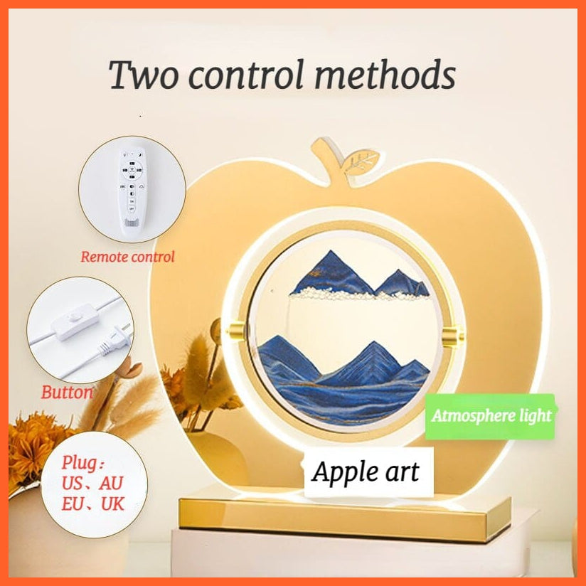 whatagift.com.au LED Sand Art Apple Statue For Home Decoration | hourglass Led Lamp