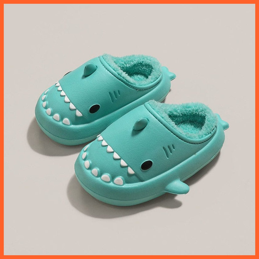 whatagift.com.au Mint Green Lovers / 36-37 Standard Code Comfy Home Slippers | Winter Cartoon Shark Kids Slippers