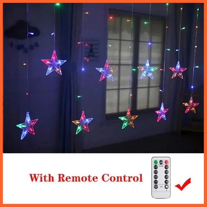 whatagift.com.au multicolor 2 remote / 220V EU Plug LED Christmas Decor String Garland Curtain Light | Accessories for Christmas Decoration