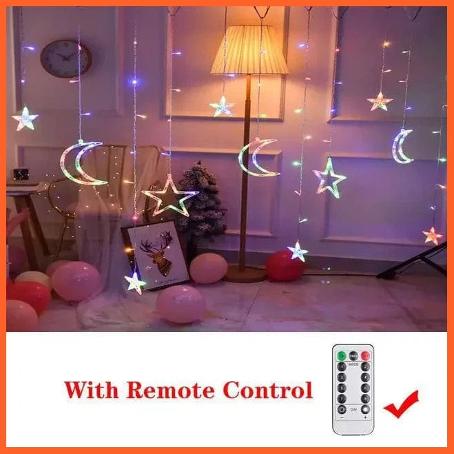 whatagift.com.au multicolor 4 remote / 220V EU Plug LED Christmas Decor String Garland Curtain Light | Accessories for Christmas Decoration