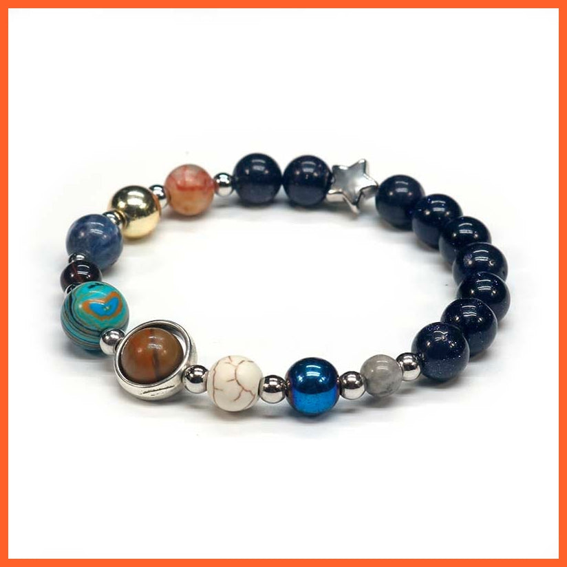 whatagift.com.au N-Blue Sandstone / Women Size Natural Stone Eight Planets Bead Bracelets For Men Women | Universe Seven Chakra Energy Wristband