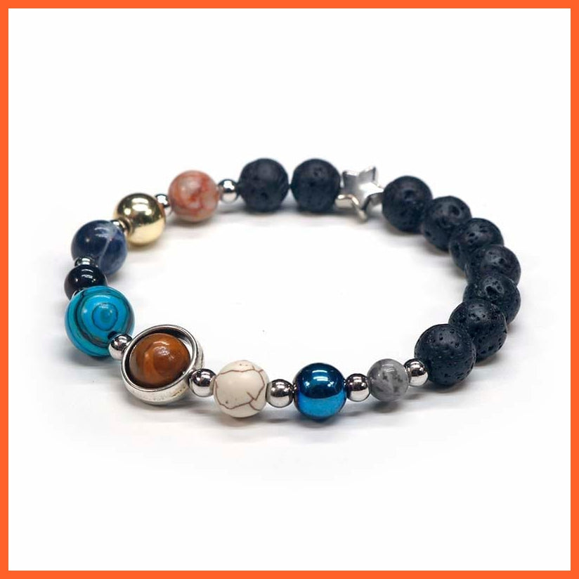 whatagift.com.au N-Lava / Women Size Natural Stone Eight Planets Bead Bracelets For Men Women | Universe Seven Chakra Energy Wristband