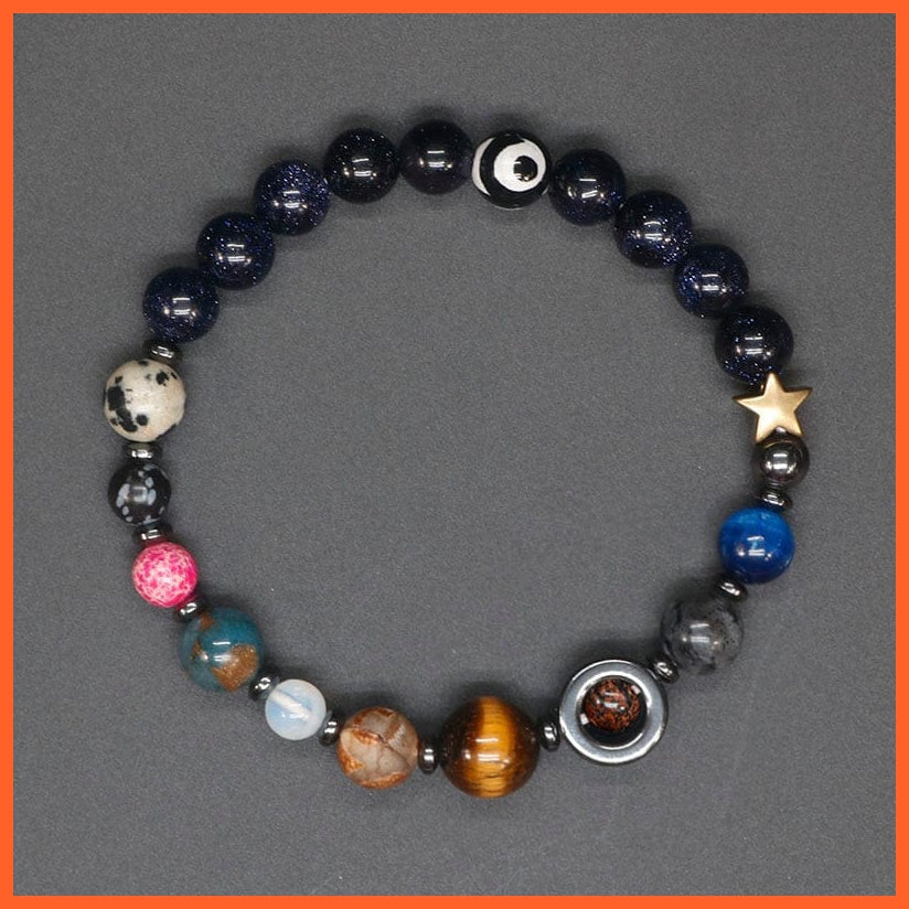 whatagift.com.au N2-Blue Sandstone / Women Size Natural Stone Eight Planets Bead Bracelets For Men Women | Universe Seven Chakra Energy Wristband