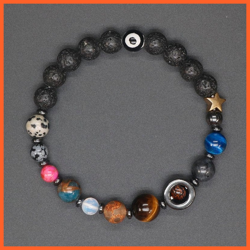 whatagift.com.au N2-Lava / Women Size Natural Stone Eight Planets Bead Bracelets For Men Women | Universe Seven Chakra Energy Wristband