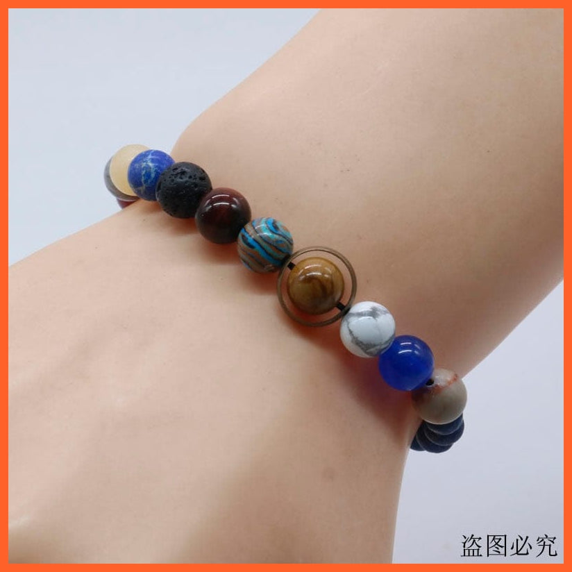 whatagift.com.au Natural Stone Eight Planets Bead Bracelets For Men Women | Universe Seven Chakra Energy Wristband