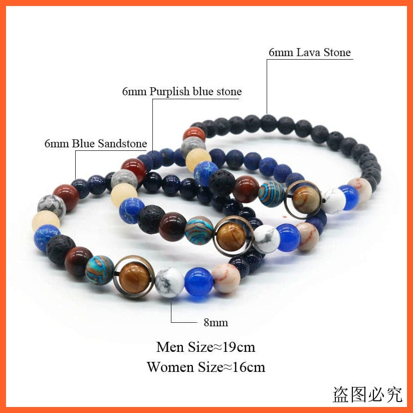whatagift.com.au Natural Stone Eight Planets Bead Bracelets For Men Women | Universe Seven Chakra Energy Wristband