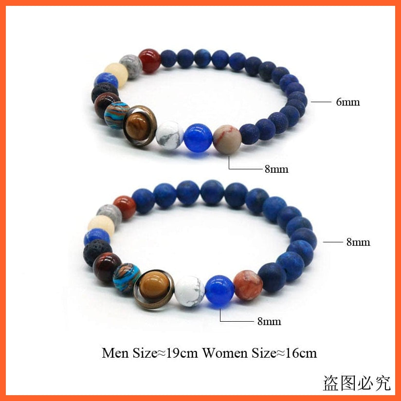 whatagift.com.au Natural Stone Eight Planets Bead Bracelets For Men Women | Universe Seven Chakra Energy Wristband