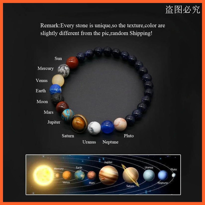 whatagift.com.au Natural Stone Eight Planets Bead Bracelets For Men Women | Universe Seven Chakra Energy Wristband