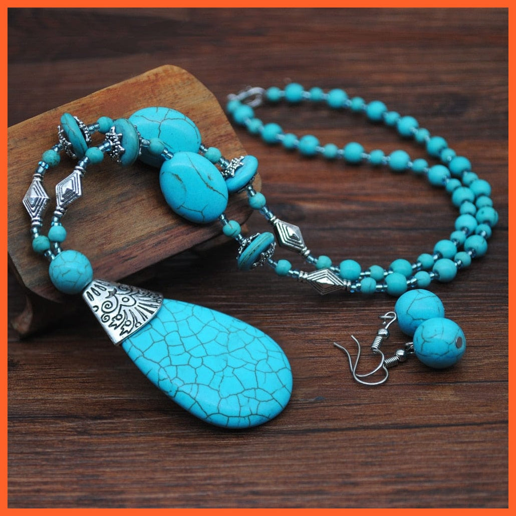 whatagift.com.au Necklace Earring New Turquoise Bracelet Necklace Bracelet Earring Ring Jewelry Sets Women