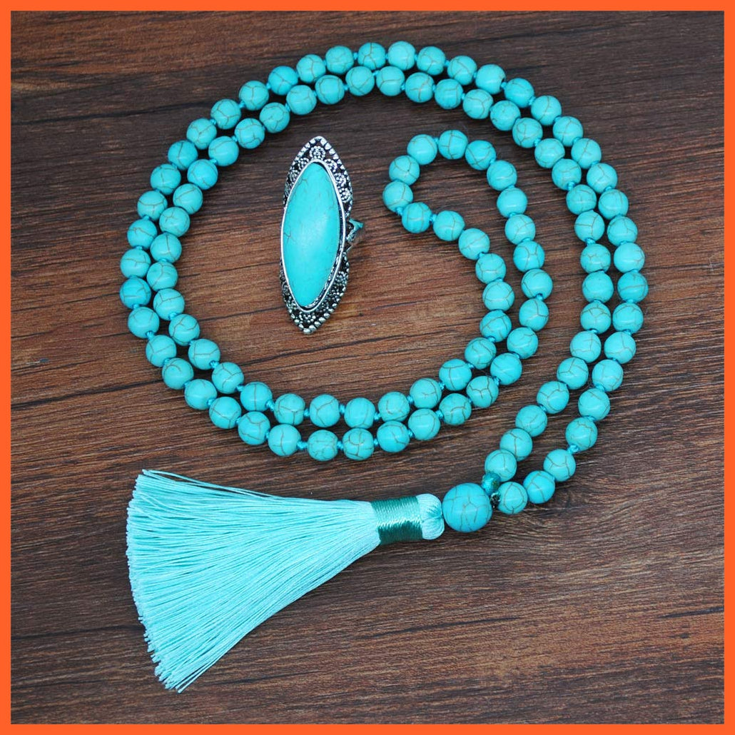 whatagift.com.au Necklace Ring New Turquoise Bracelet Necklace Bracelet Earring Ring Jewelry Sets Women