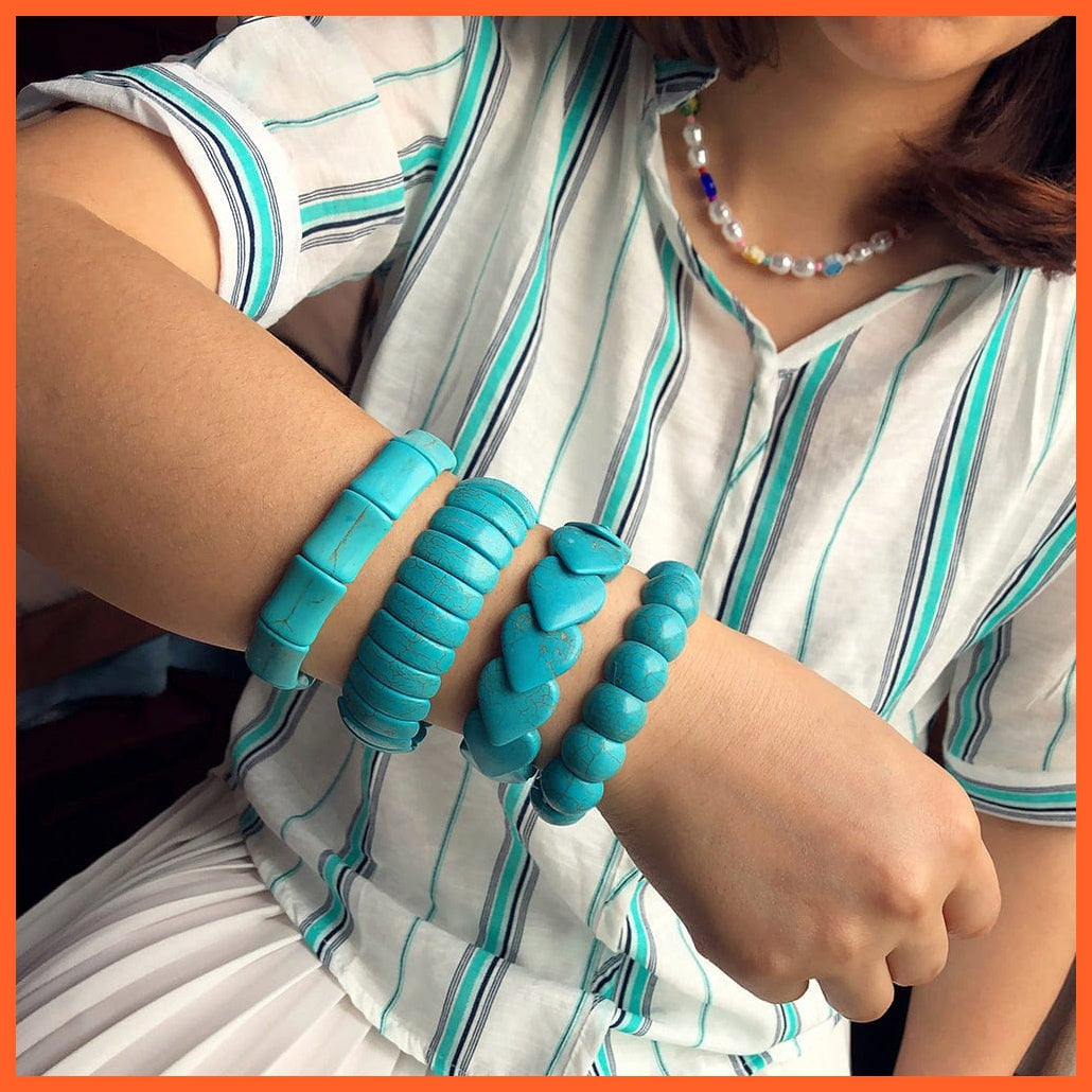 whatagift.com.au New Turquoise Bracelet Necklace Bracelet Earring Ring Jewelry Sets Women