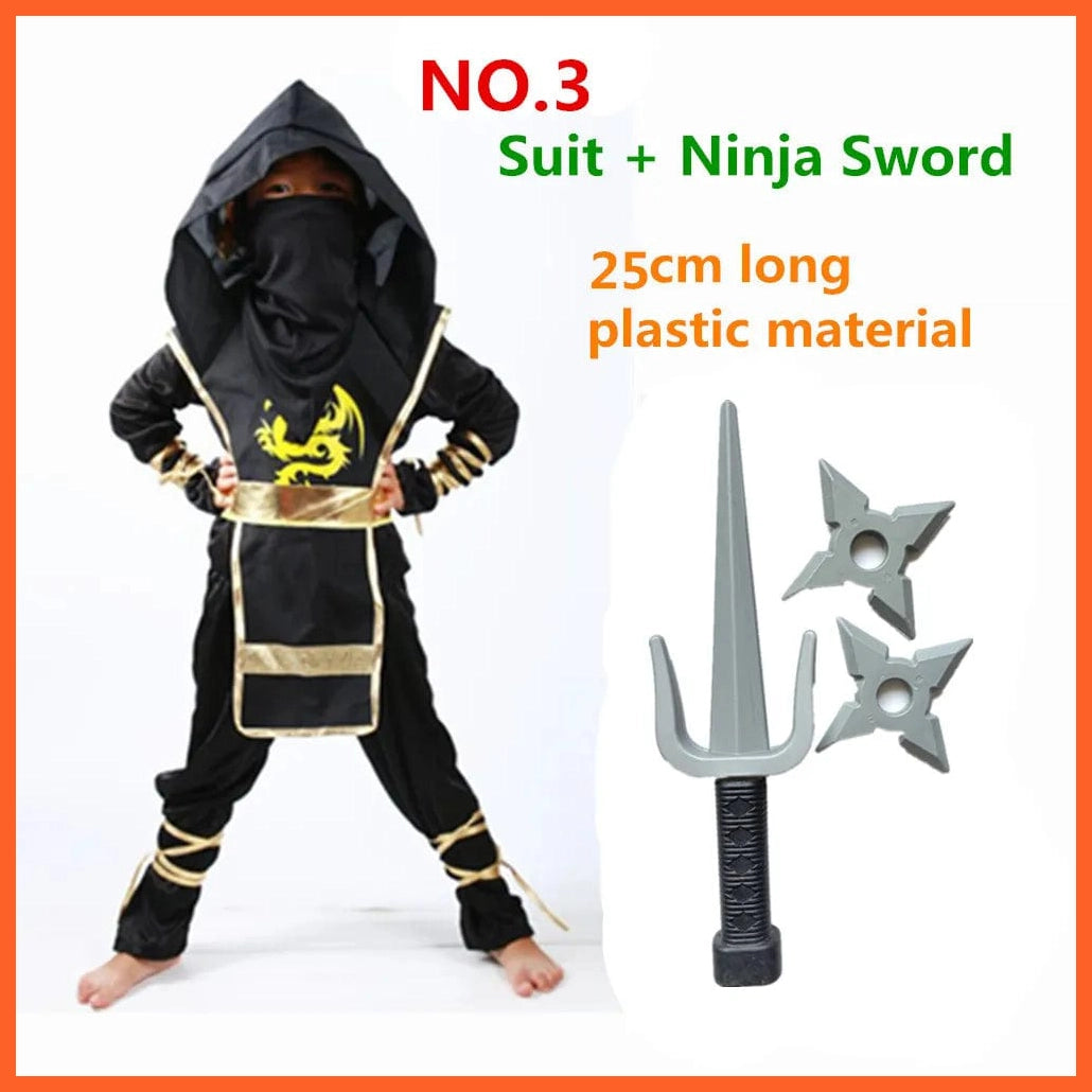 whatagift.com.au Ninja 2 NO.3 / (110)S 95-110cm / Ninja Ninjas Costumes | Halloween Party Boys Girls Warrior Cosplay Costume