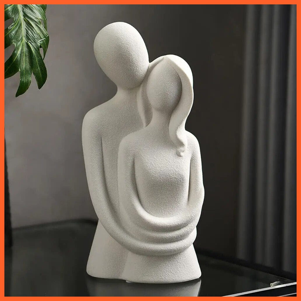whatagift.com.au Off White Couple Statue Decorative Sculpture | Home Ceramic Couple Statue For Decoration