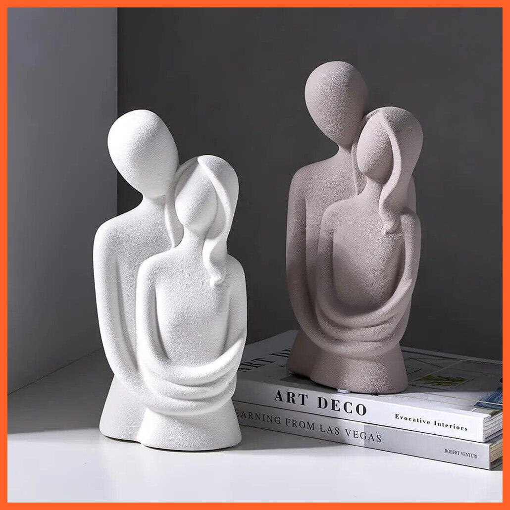 whatagift.com.au Off White Couple Statue Decorative Sculpture | Home Ceramic Couple Statue For Decoration