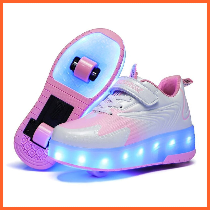 whatagift.com.au Pink / 28 Sparkling Led Two Wheel Roller Range | Kids Led Light Shoes  | Kids Led Light Roller Wheel Shoes