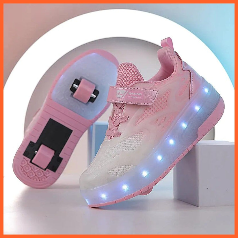whatagift.com.au Pink / 29 Sparkling Led Two Wheel Roller Range Pink, Black, White  | Kids Led Light Shoes  | Kids Led Light Roller Wheel Shoes