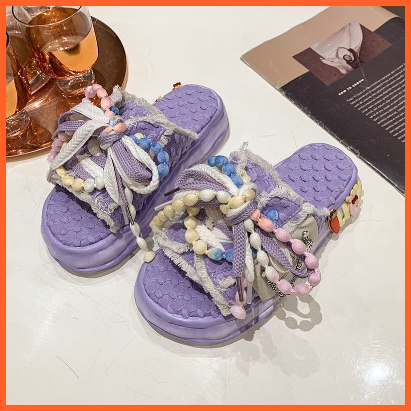whatagift.com.au Purple / 35 Summer Weave Slippers for Women | Vibrant Flip Flops | Candy Color Clogs