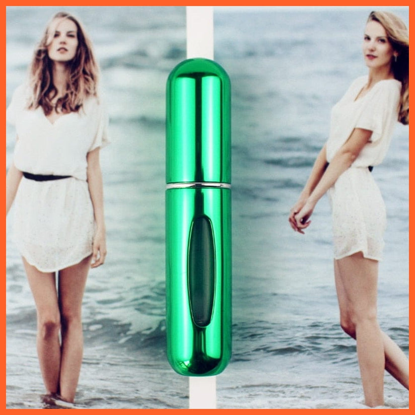 whatagift.com.au Shiny Green 1PC Top Quality 5ml Refillable Mini Sprayer Perfume Bottle | Aluminum Perfume Atomizer Travel Size