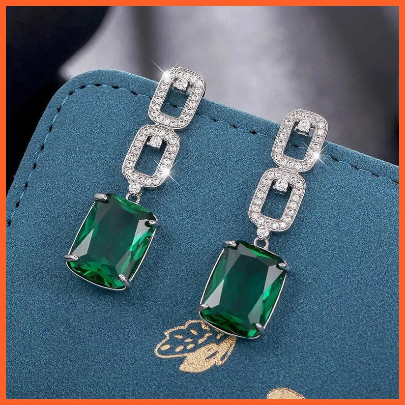 whatagift.com.au Shiny Green Rhinestone Pendant Earrings