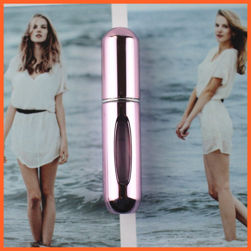 whatagift.com.au Shiny Pink 1PC Top Quality 5ml Refillable Mini Sprayer Perfume Bottle | Aluminum Perfume Atomizer Travel Size