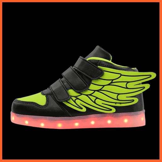 Unbranded Shoes Unisex Green Flying Led Shoes For Kids With Wings | Green Wings Shoes For Boys And Girls