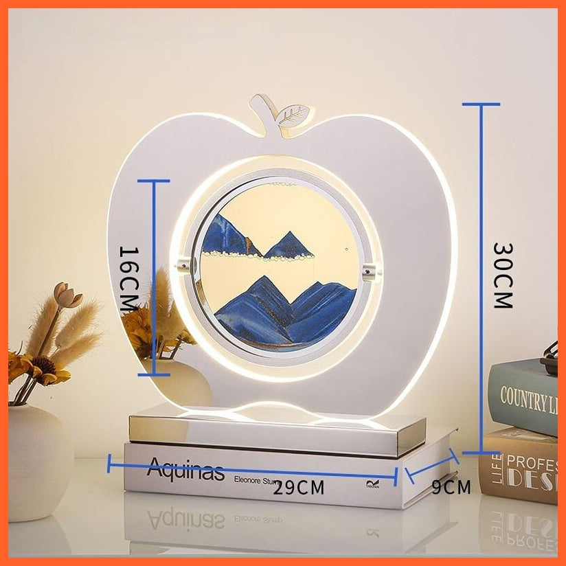 whatagift.com.au Silver--blue / Push button switch LED Sand Art Apple Statue For Home Decoration | hourglass Led Lamp