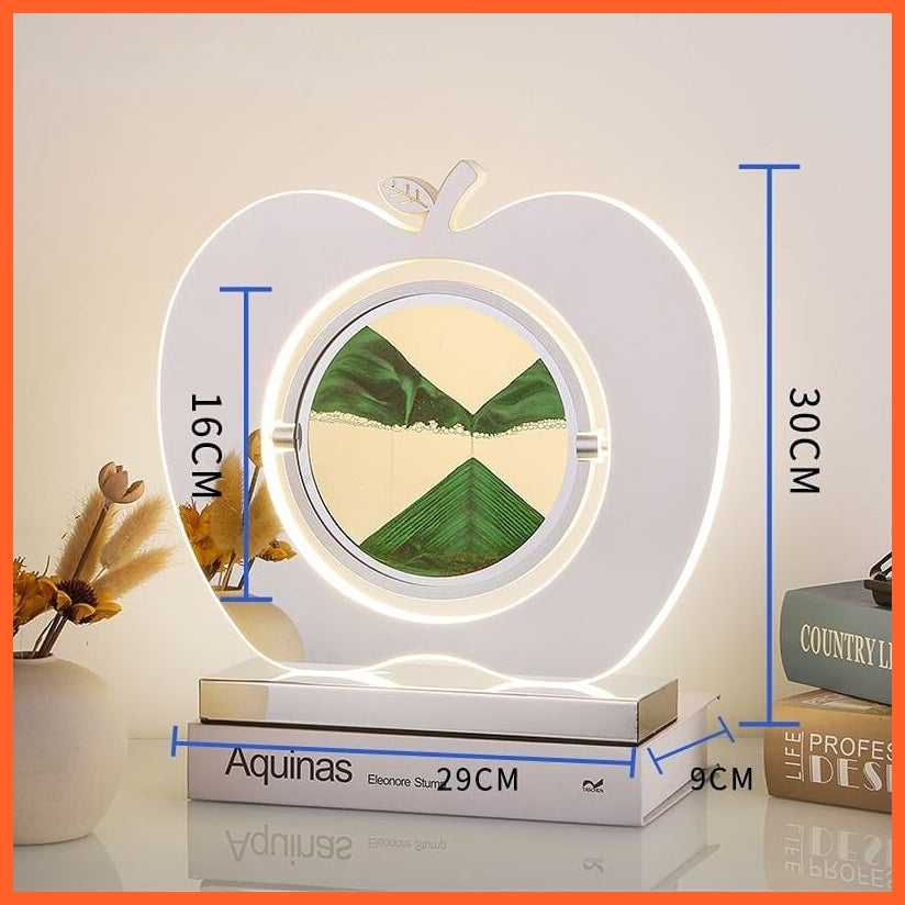 whatagift.com.au Silver--green / Push button switch LED Sand Art Apple Statue For Home Decoration | hourglass Led Lamp