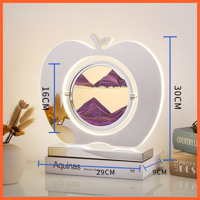 whatagift.com.au Silver--purple / Push button switch LED Sand Art Apple Statue For Home Decoration | hourglass Led Lamp