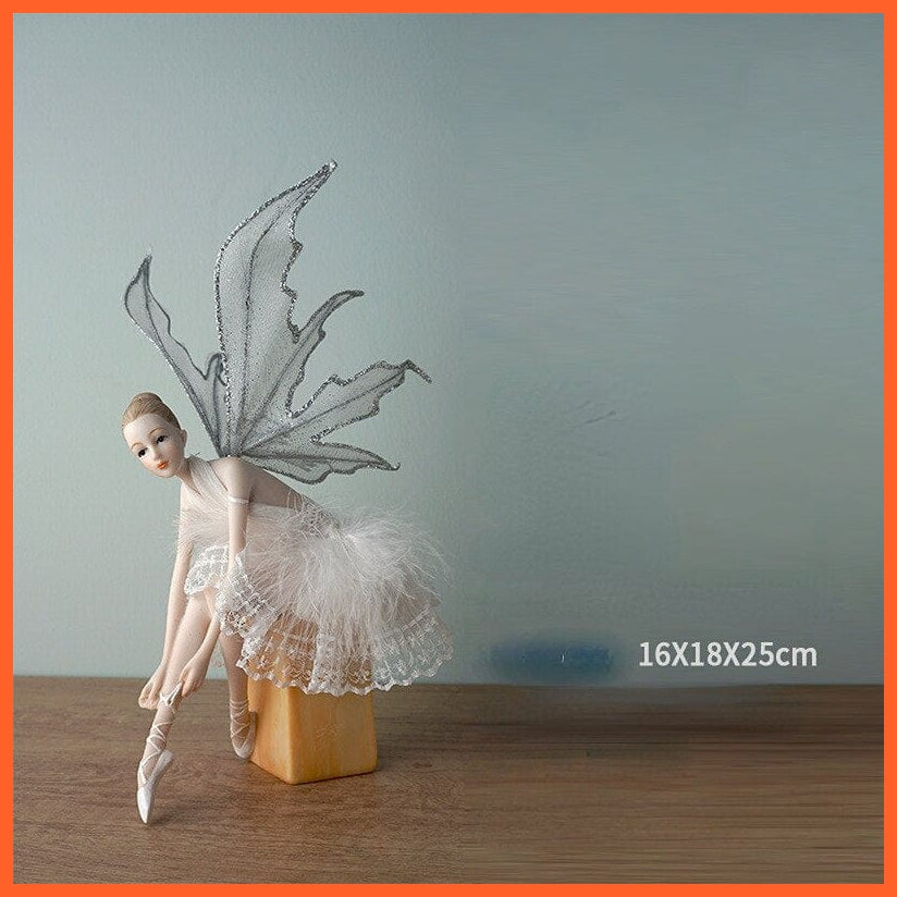 whatagift.com.au Sitting posture Ballet Dance Elves Angels Girls Resin Figure Home Decore