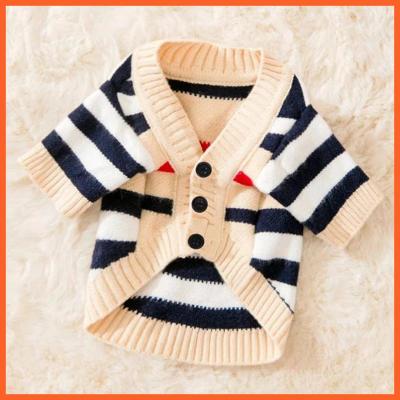 whatagift.com.au stripe / XS Striped Knitted Sweater Coat for Puppies and Kittens | Winter Clothes for Pet, Dog, Cat