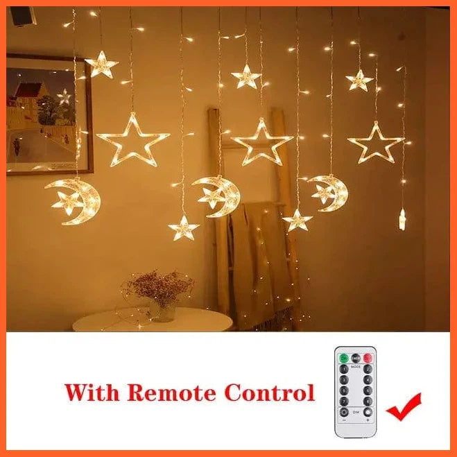 whatagift.com.au warm white 1 remote / 220V EU Plug LED Christmas Decor String Garland Curtain Light | Accessories for Christmas Decoration