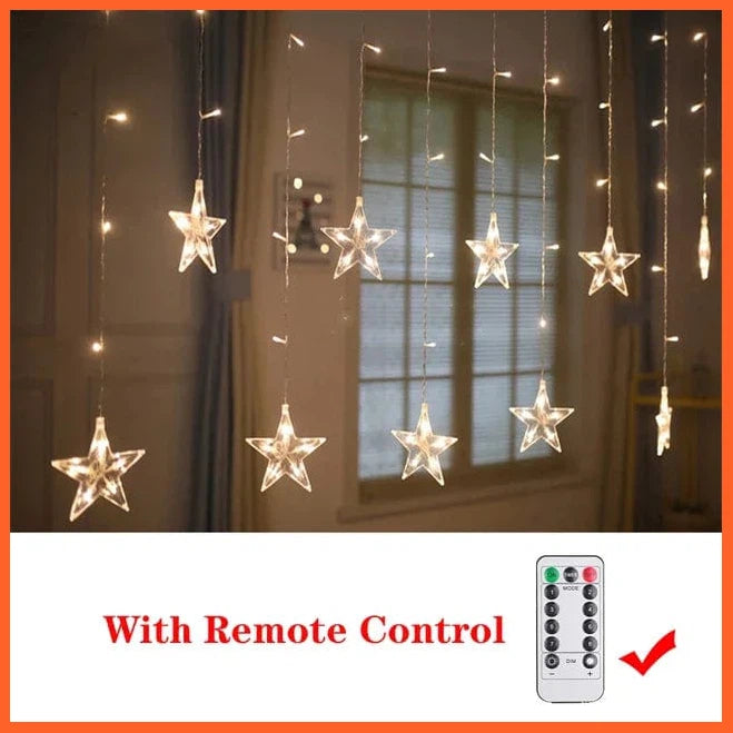 whatagift.com.au warm white 2 remote / 220V EU Plug LED Christmas Decor String Garland Curtain Light | Accessories for Christmas Decoration
