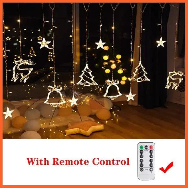 whatagift.com.au warm white 3 remote / 220V EU Plug LED Christmas Decor String Garland Curtain Light | Accessories for Christmas Decoration