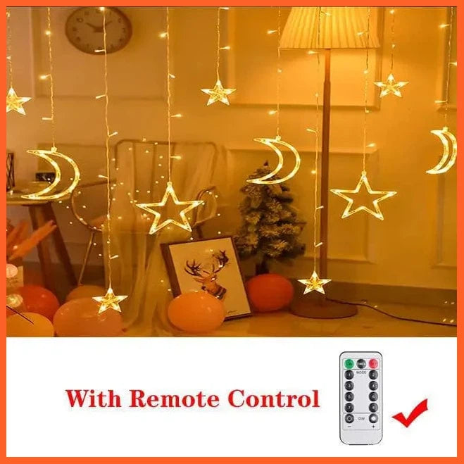 whatagift.com.au warm white 4 remote / 220V EU Plug LED Christmas Decor String Garland Curtain Light | Accessories for Christmas Decoration
