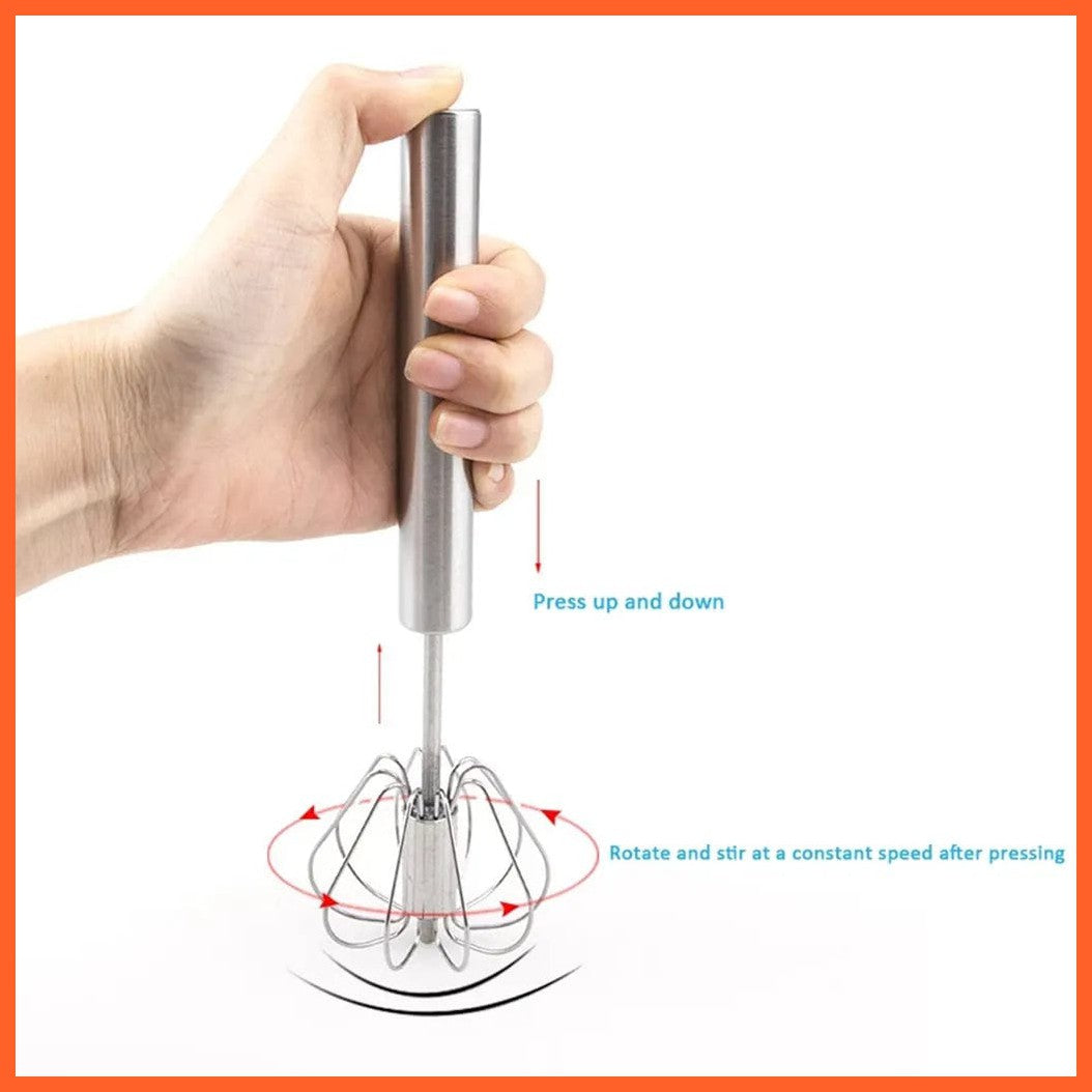 whatagift.com.au Whisking Made Easy: Semi-automatic Stainless Steel Egg Beater | Your Self-Turning Egg Stirrer