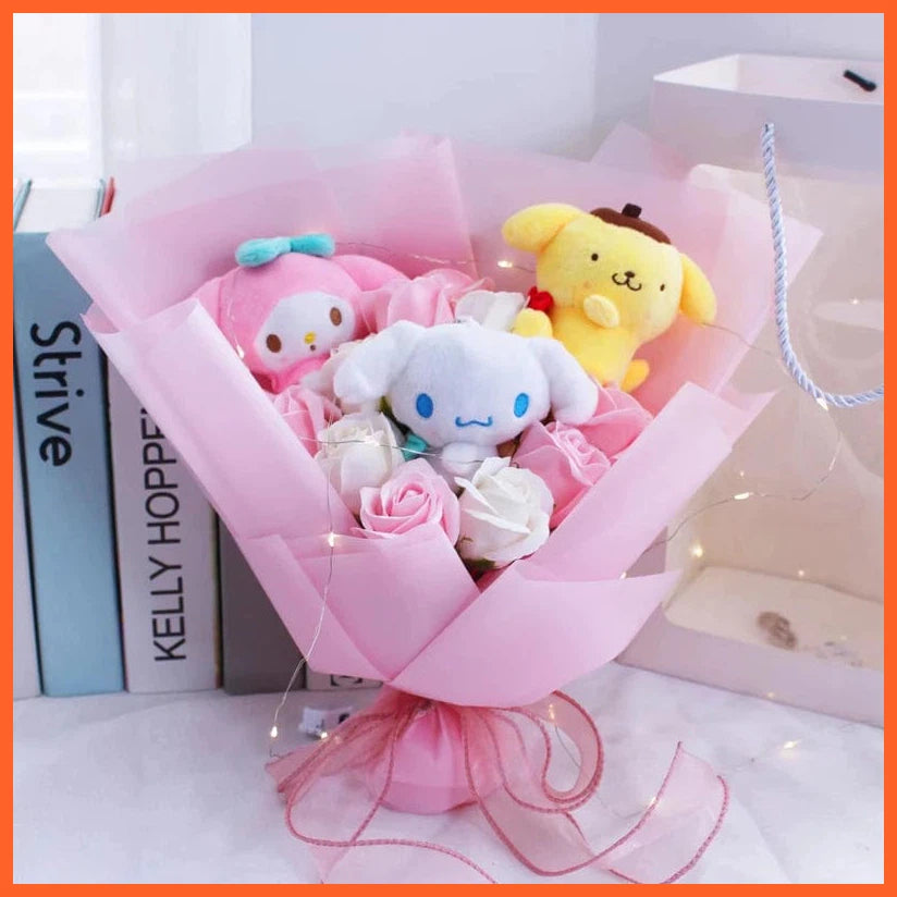 whatagift.com.au Without led Beautiful Cat Plush Doll Toy Sanrio Bouquet Gift Box For Valentine's Day Christmas Graduation Gifts