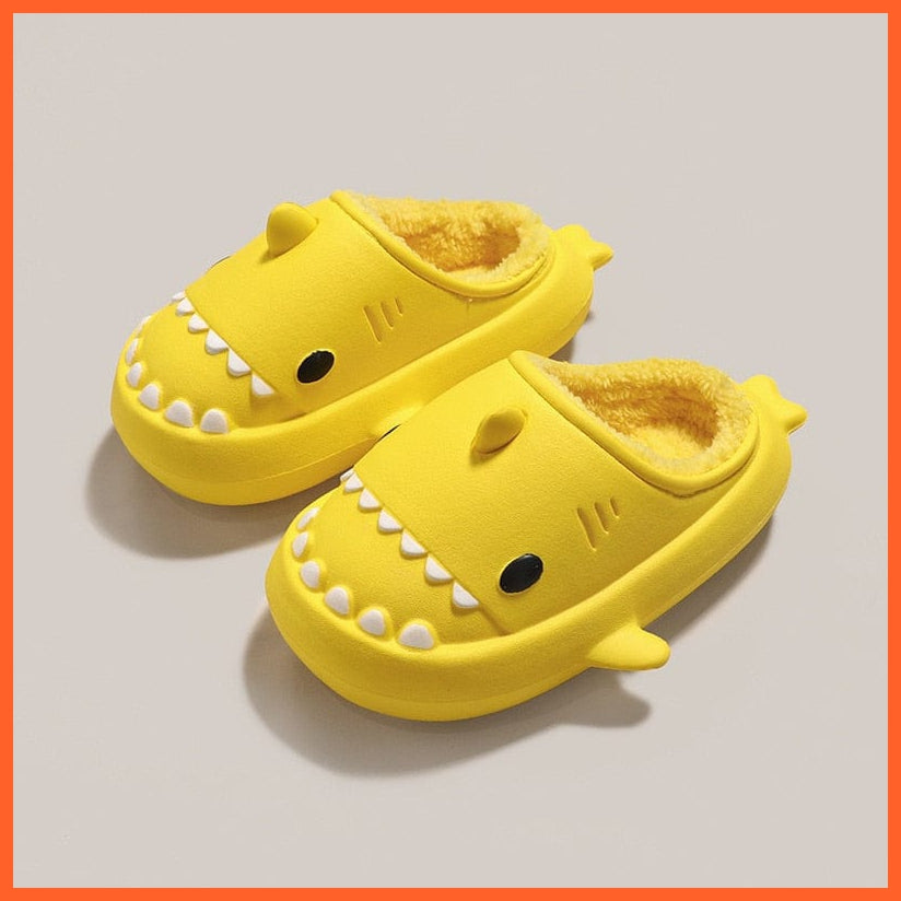 whatagift.com.au Yellow Lovers / 36-37 Standard Code Comfy Home Slippers | Winter Cartoon Shark Kids Slippers