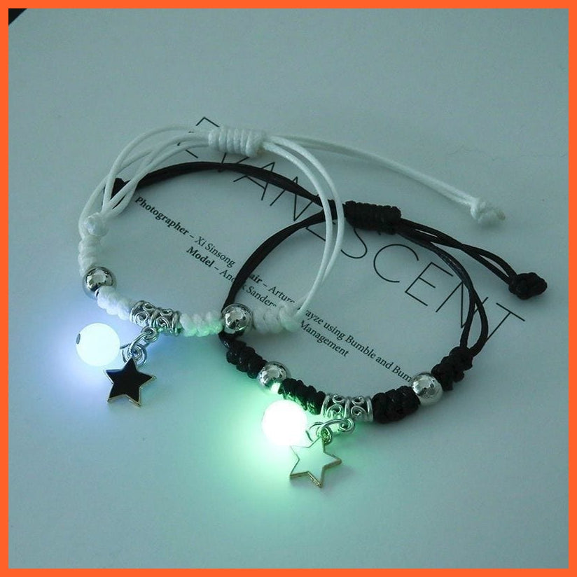 whatagift.com.au 0 2022 Luminous Cat Star Moon Bracelet Couple Charm Handmade Adjustable Rope Matching Friend Bracelet Infinite Love Jewelry Gifts