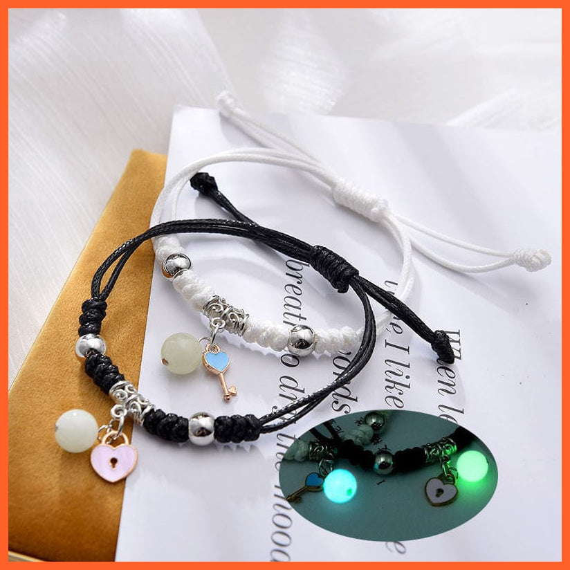 whatagift.com.au 0 2022 Luminous Cat Star Moon Bracelet Couple Charm Handmade Adjustable Rope Matching Friend Bracelet Infinite Love Jewelry Gifts