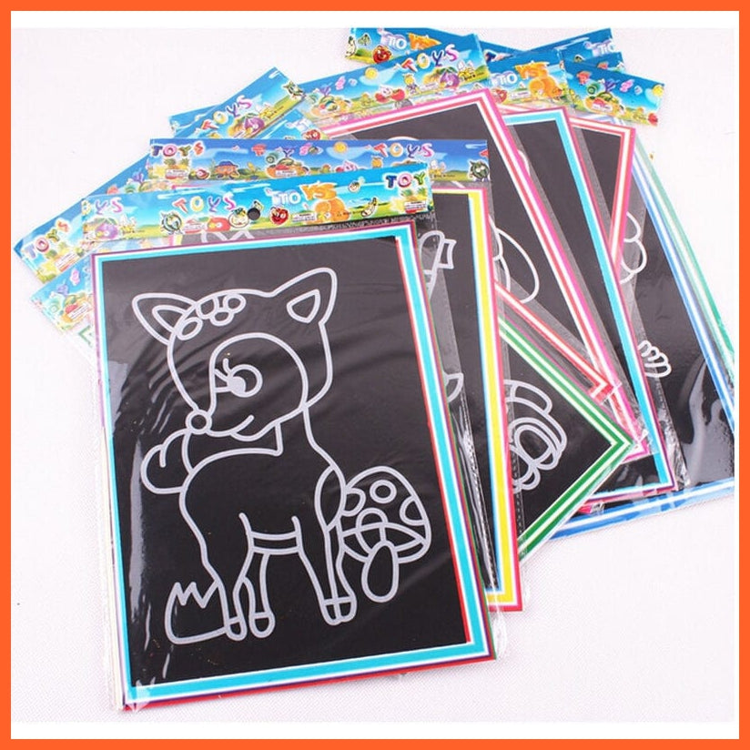 whatagift.com.au 0 20pcs/Set Drawing Board Magic Scratch Art Child Painting Creative Cards Stickers Learning Education Toy Coloring Books For Kids