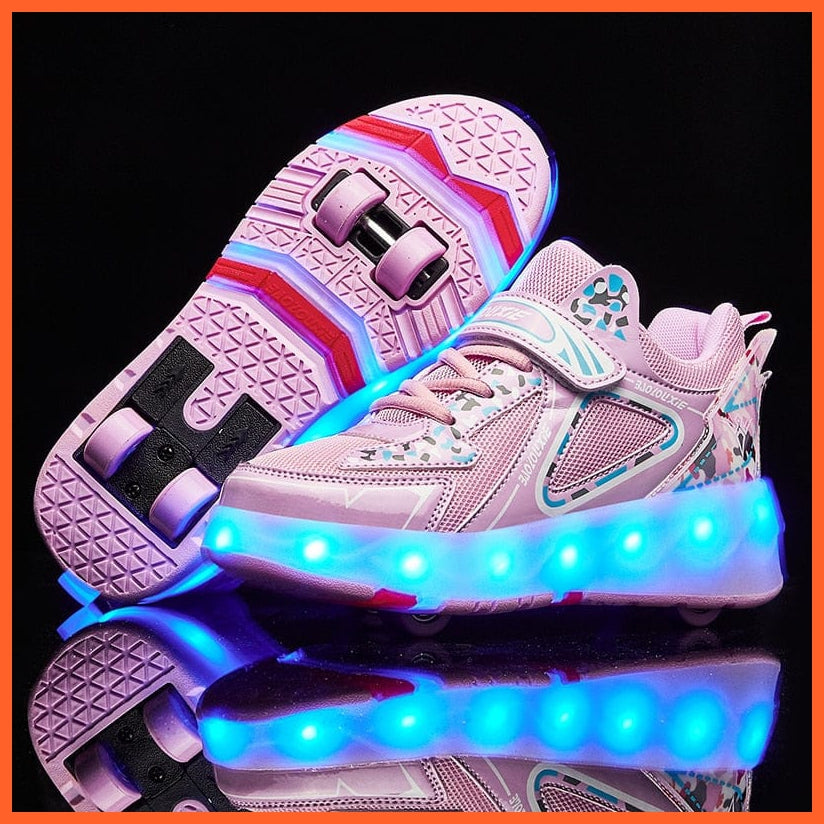 whatagift.com.au 0 659 Pink / 29 USB Charging Fashion Girls Boys LED Light Roller Skate Shoes For Kids | Sneakers With Four wheels