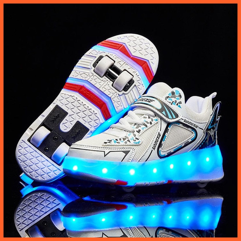 whatagift.com.au 0 659 White / 29 USB Charging Fashion Girls Boys LED Light Roller Skate Shoes For Kids | Sneakers With Four wheels